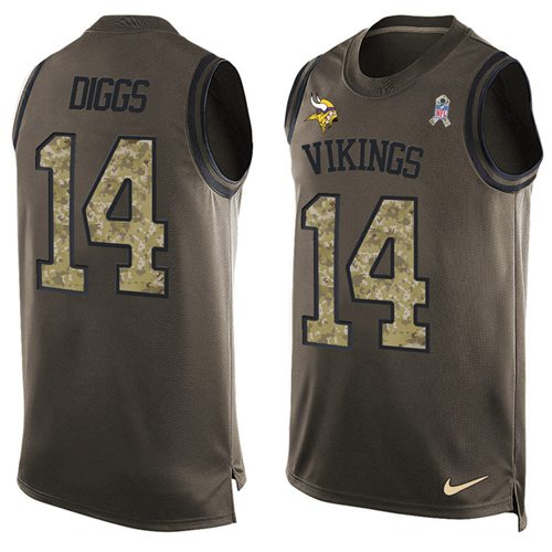 Nike Vikings #14 Stefon Diggs Green Men's Stitched NFL Limited Salute To Service Tank Top Jersey - Click Image to Close